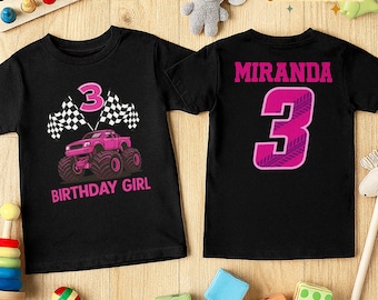 BENUTZERDEFINIERTE Monster Truck Name Shirt, personalisierte Kinder Geburtstag Shirt, Monster Truck Liebhaber Geschenk, niedliches Kleinkind T-Shirt, individuelles Name Shirt