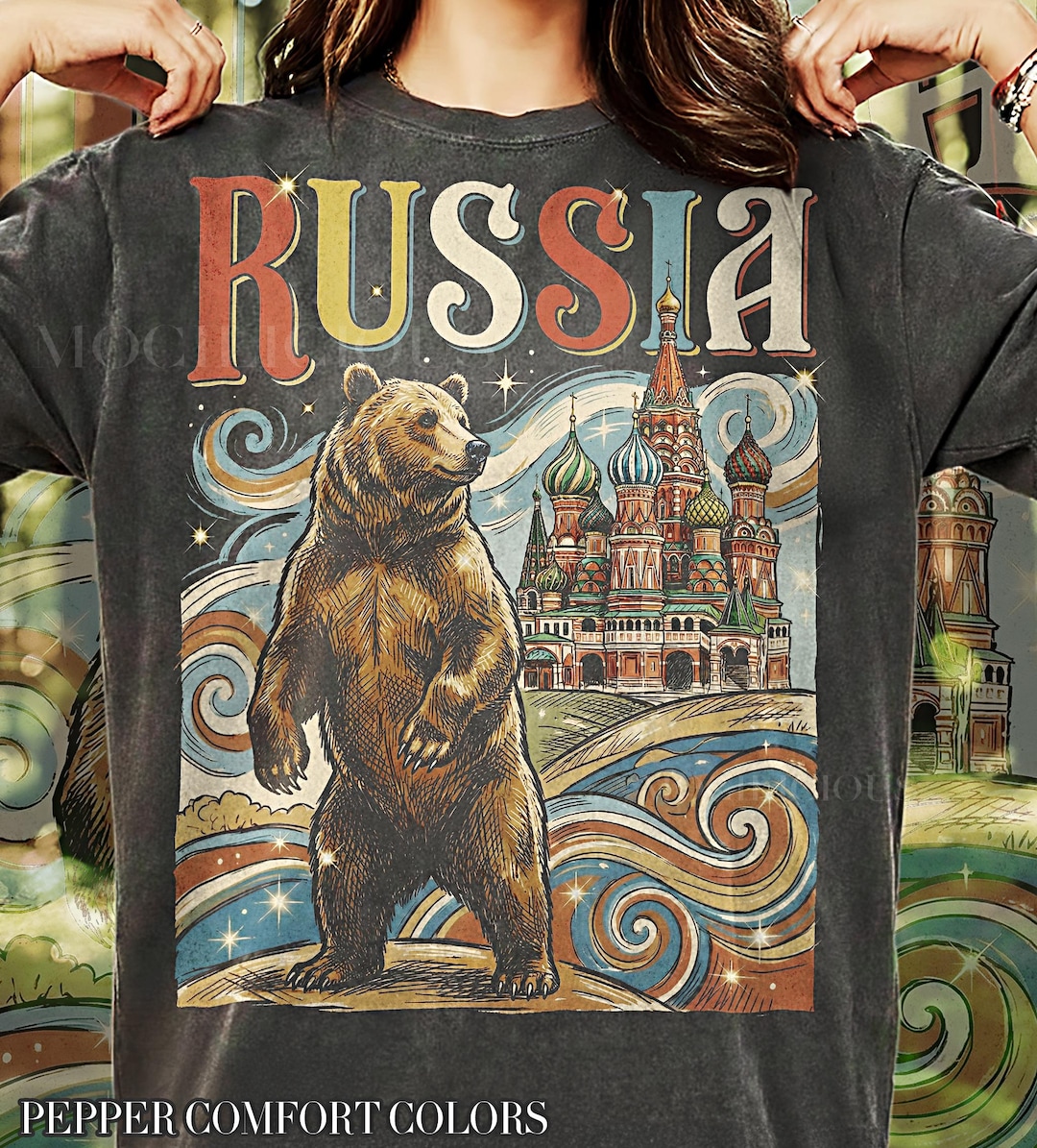 Vintage Russia Bear 90s Graphic Style Comfort Colors® Tshirt, Retro ...