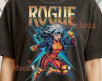Rogue X Men Shirt, 90s Vintage Retro Bootleg Power Absorbing Hero T-Shirt, Southern Belle Mutant Tee, Comic Book Graphic Shirt