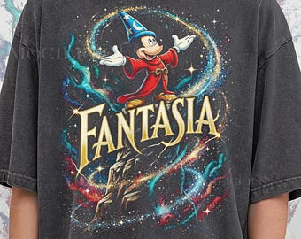 Vintages Fantasia M1ckey M0use 90er Jahre Grafik-Shirt, Retro Zauberer-Zauberer-T-Shirt, D1sney Park Geschenk, Komfortfarben Stil, Y2k Street