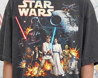 Vintage St4r W4rs 90s Graphic Style Comfort Colors® Tshirt, Retro Jedi Movie Poster Tee, Darth Vader Space Sci-Fi Gift, Y2k Streetwear