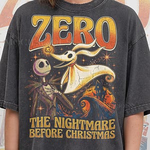 Vintage Zero Ghost Dog 90s Graphic Comfort Colors® Tshirt, The Nightmare Before Christmas Retro Jack Skellington, Spooky D1sney Gift image 1