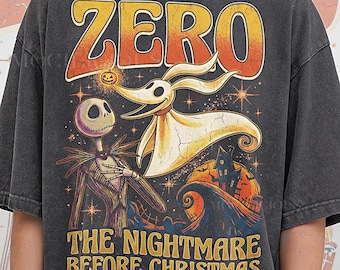 Vintage Zero Ghost Dog 90er Jahre Graphic Comfort Colors® Tshirt, The Nightmare Vor Weihnachten Retro Jack Skellington, Spooky D1sney Geschenk
