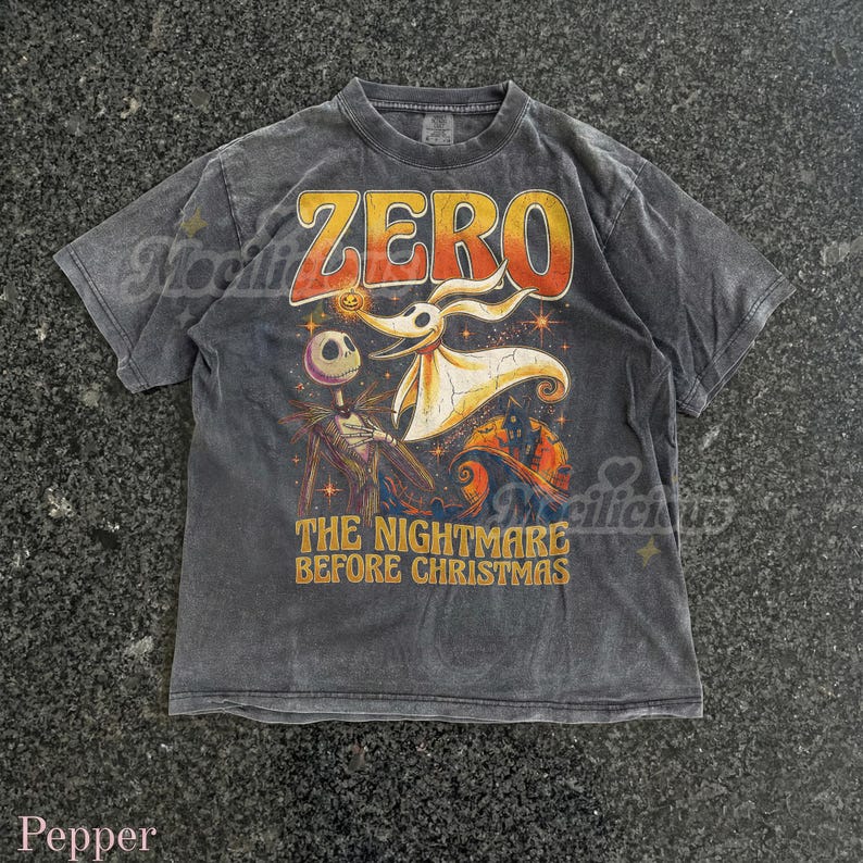 Vintage Zero Ghost Dog 90s Graphic Comfort Colors® Tshirt, The Nightmare Before Christmas Retro Jack Skellington, Spooky D1sney Gift image 4