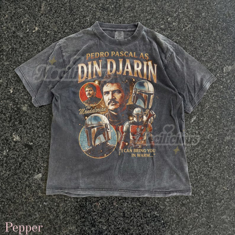 Pedro Pascal As Din Djarin Vintage 90s Graphic Tshirt, The Mandalorian Retro Bootleg Tee, I Can Bring You In Warm, Mando Fan Gift image 1