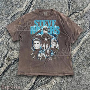 T-shirt style graphique vintage des années 90 Steve Rogers, chemise bootleg rétro super-héros M4rvel, streetwear an 2000, cadeau délavé délavé Chris Evans image 5