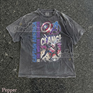 Vintage Captain America vs The Winter Soldier 90s Graphic, Retro M4rvel Comic Style Tee, Grunge Streetwear, Clang Action Hero Gift image 1