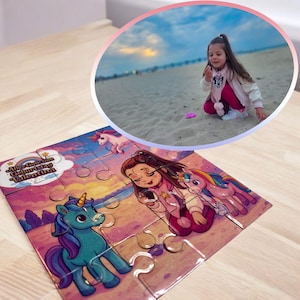 Magical Unicorn Personalized Puzzle – 16 Pieces – FREE Stickers