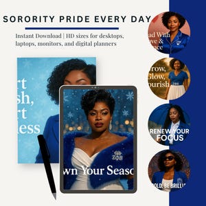 Zeta Phi Beta Sorority Digital Wallpaper| 12-Month Sorority Desktop Wallpapers | Blue & White