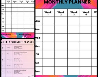 Diary Planner Pages Sheet. Plus Bonus Workout Planner!