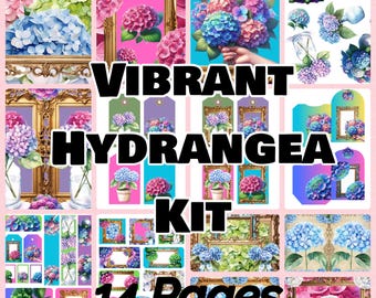 Vibrant Hydrangea Kit. 14 Pages.