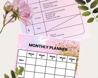 Diary Planner Pages Sheet. Plus Bonus Workout Planner!