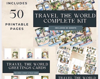 Travel The World Collection- 50 Pages - Plus Free Printable Gift Box Template.