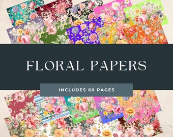60 Bold Floral Papers ~ Textured, Plain, Vintage, Bright, Muted.