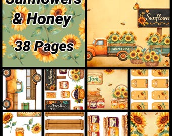 Sunflowers & Honey Kit.  38 Printable Pages.
