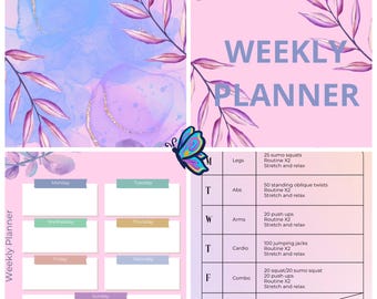 Diary Planner Pages. Including Front & Back Cover. Plus Bonus Workout Planner!