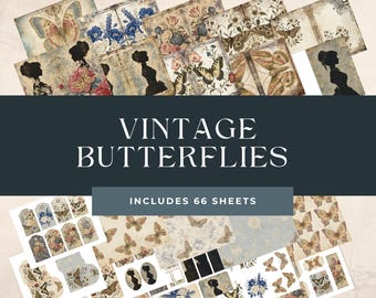 VINTAGE BUTTERFLIES KIT - 66 Pages