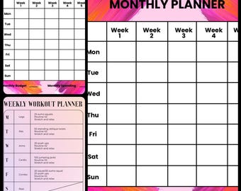 Diary Planner Pages Sheet. Plus Bonus Workout Planner!