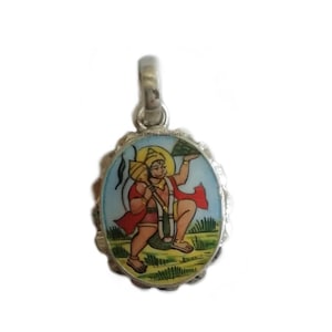 925 Sterling Silver Hand Painted Meenakari Hanuman Ji Pendant for Men, Women, boys & girls