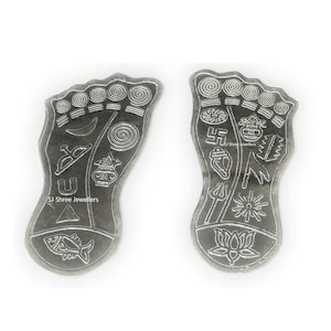 Pure Silver Laxmi Charan Paduka - Hindu Puja Feet for Wealth & Luck