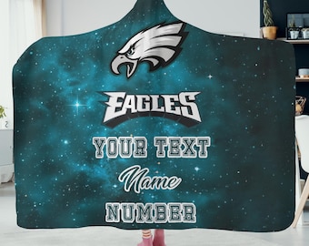 Custom Name Hooded Blanket, Personalized Fan Hoodie Blanket, Game Day Sports Gift, Christmas Present