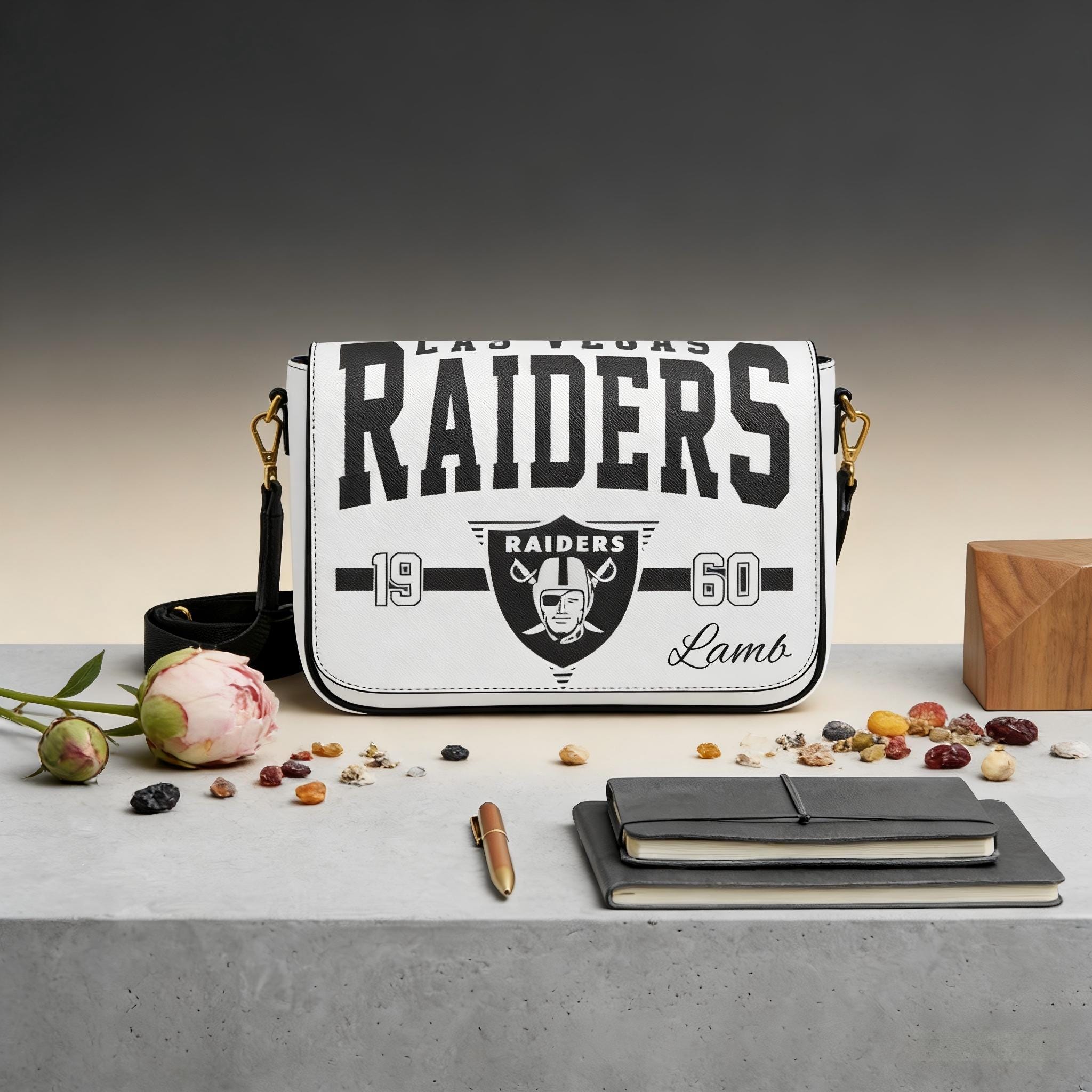 Discover Personalized Raiders Messenger Bag, Custom Name Football Fan Gift, Vintage Las Vegas Crossbody for Football Lovers