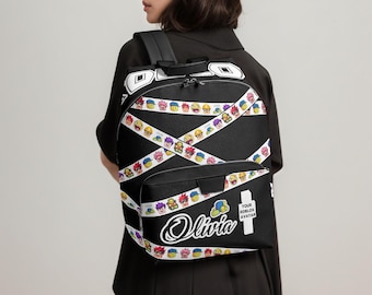 Custom Roblox Backpack with Name, Personalized Gamer Bag for Kids, Roblox Gift for Boys Girls, PU Leather Daypack