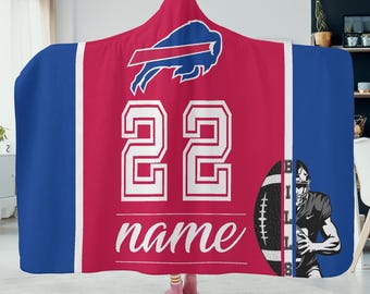 Custom Name Hooded Blanket, Personalized Football Fan Gift, Game Day Cozy Hoodie Blanket, Sports Christmas Gift