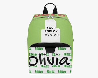 Custom Roblox Backpack with Name, Personalized Gamer Bag for Kids, Roblox Avatar School Bag, Boys Girls PU Leather Daypack