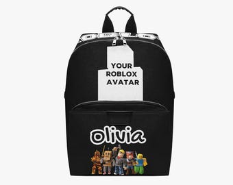 Custom Roblox Backpack with Name, Personalized Gamer Bag for Kids, Roblox Avatar School Bag, Personalized Gaming Gift