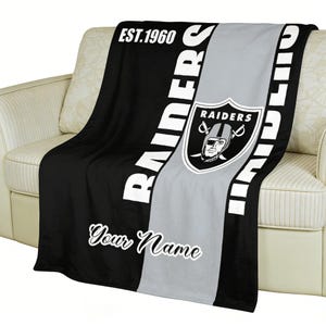 Personlig Las Vegas Raiders-filt, anpassat namn för fotboll, Raiders-fangåva, NFL-filtgåva till pappa, födelsedag