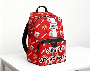 Custom Roblox Backpack with Name, Personalized Gamer Bag for Kids, Roblox Avatar VIP Club School Bag, Robux Gaming Gift