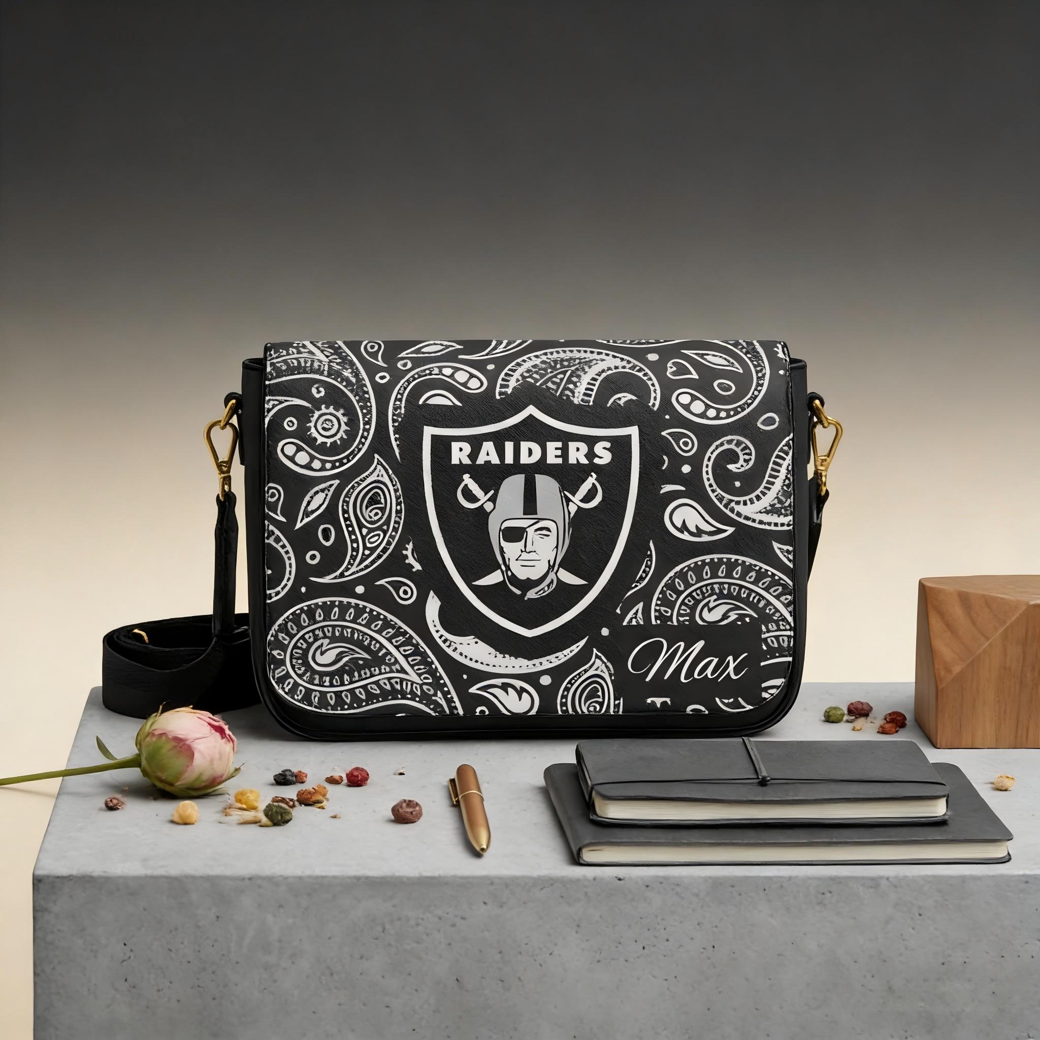 Discover Personalized Raiders Messenger Bag with Custom Name Football Crossbody for Raiders Fans