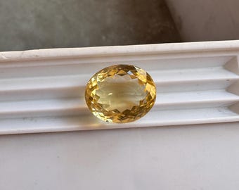Natural Honey Quartz Gemstone, Oval Faceted Loose Stone (27.45 CT)