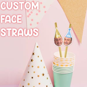 Personalized Face Straws – 40th Birthday Straws – 40th Birthday Decorations - Personalized Photo Straws