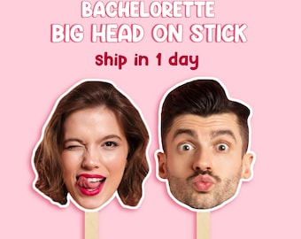 Bachelorette Big Head Stick – Bride Face Cutout – Funny Party Prop for Bridal Shower & Hen Night - Bachelorette Cutout Head