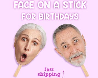 Personalized Birthday Face on a Stick – Funny Big Head Cutout for 30th 40th 50th 60th 70th 80th 90th 100th Celebrations