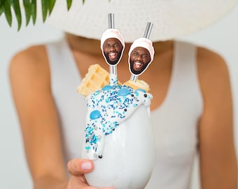 Custom Face Straws for Men– Funny Husband Birthday Party Straws, Personalized 30th, 40th, 50th, 60th Birthday Gift