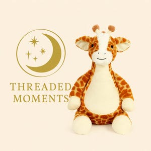 Personalized Embroidered Baby Giraffe Teddy Bear for Baby – Soft Keepsake Gift for Birth, Christening, Baby Shower or First Birthday.
