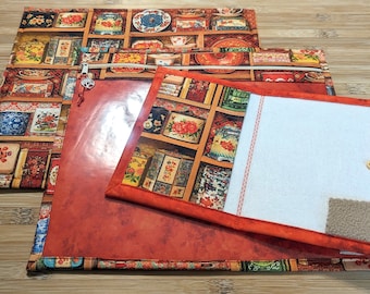 Bolsa para Projetos com Frente de Vinil, Bolsa para Artigos e Base de Linha - Armazenamento para Ponto Cruz. Armário Clássico Vintage para Chá e Porcelana. Pronto para Envio!