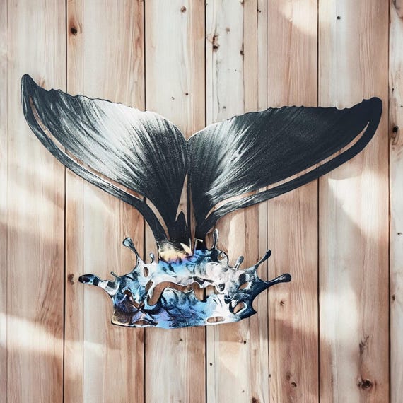 Wall art metal whale tail