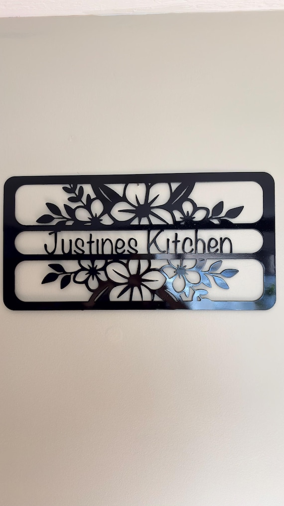 23"x11.5" customized floral wall decor gloss black