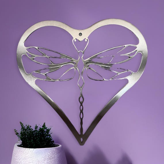 Dragonfly heart metal wall art 12x12