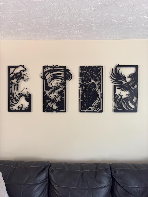 22 x 11 in. 16 gauge steel painted. earth, wind, fire, water wall art,