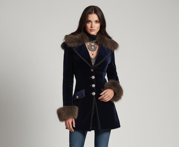 Fur Collar Vintage Winter Coat Womens 1960s Winter Coat, M To L