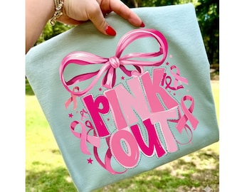Pink Out PNG: Breast Cancer Awareness Ribbon Clipart (Digital Download)