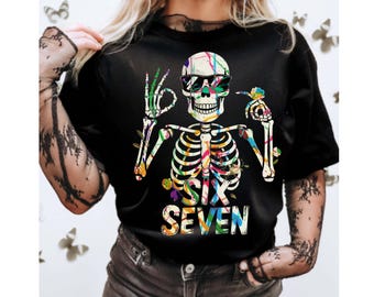 Six Seven Meme Skeleton SVG: Funny Halloween Clipart (Digital Download)
