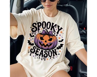 Spooky Season Pumpkin PNG: Halloween Shirt Design (Digital Download)