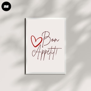 Bon Appétit Kitchen Wall Art Printable | Minimalist Dining Room Quote Print | French Food Decor | Instant Download Digital Print