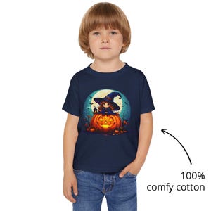 Toddler Halloween T-Shirt, Cute Witch and Pumpkin Design, Kids Halloween Apparel, Fall Festivity Tee, Trick-or-Treat Shirt